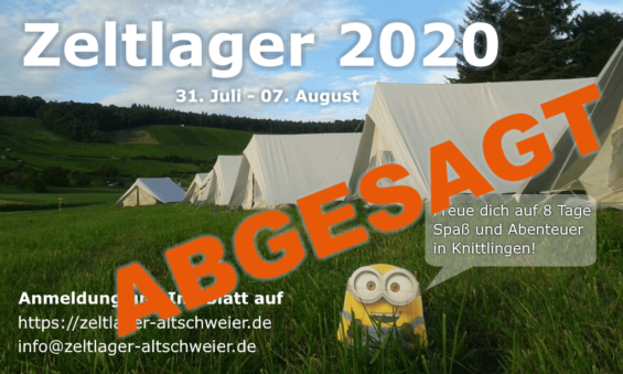 Zeltlager 2020 vom 31.07 bis 07.08 abgesagt